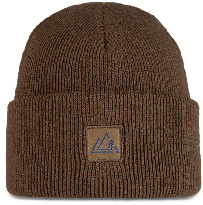 Buff Lue Frint Knitted Hat  Frint Brindle Brown